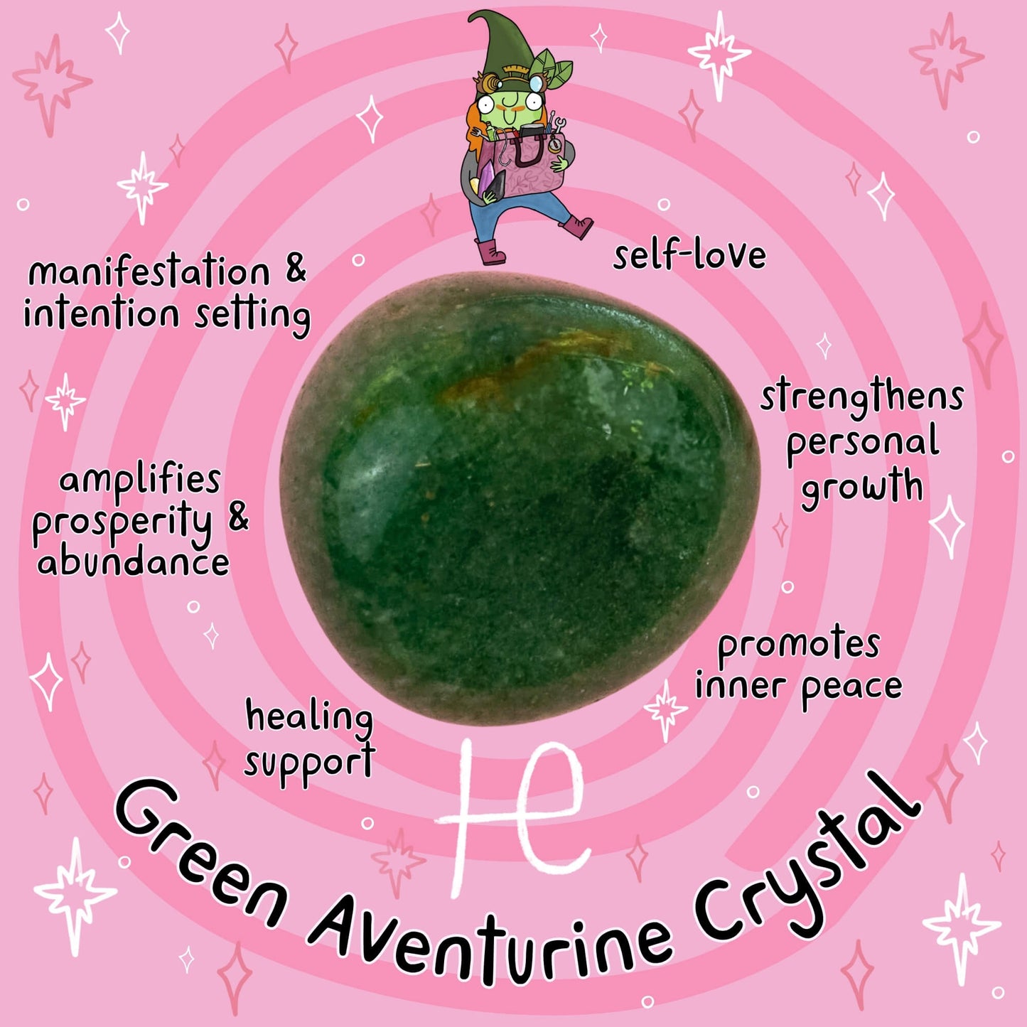 Green Aventurine Crystal from Happiness Enchanters, for manifestation, prosperity, self-love, and personal growth. Amplify your intentions with our alchemical workshops and sound healing.