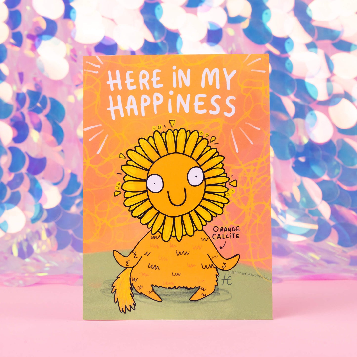 here is my happiness orange calcite sunflower illustration by Katie Abey for Happiness Enchanters