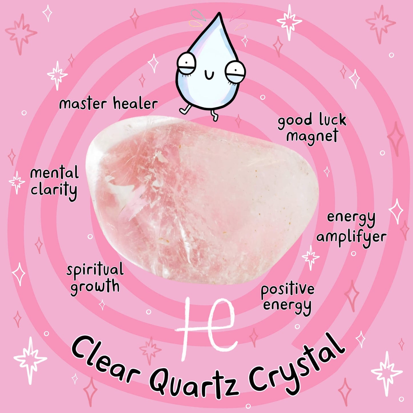 Clear Quartz Crystal from Happiness Enchanters, a master healer for mental clarity, spiritual growth, and energy amplification. Channel positive vibes and good fortune with our creative, meditative practices.